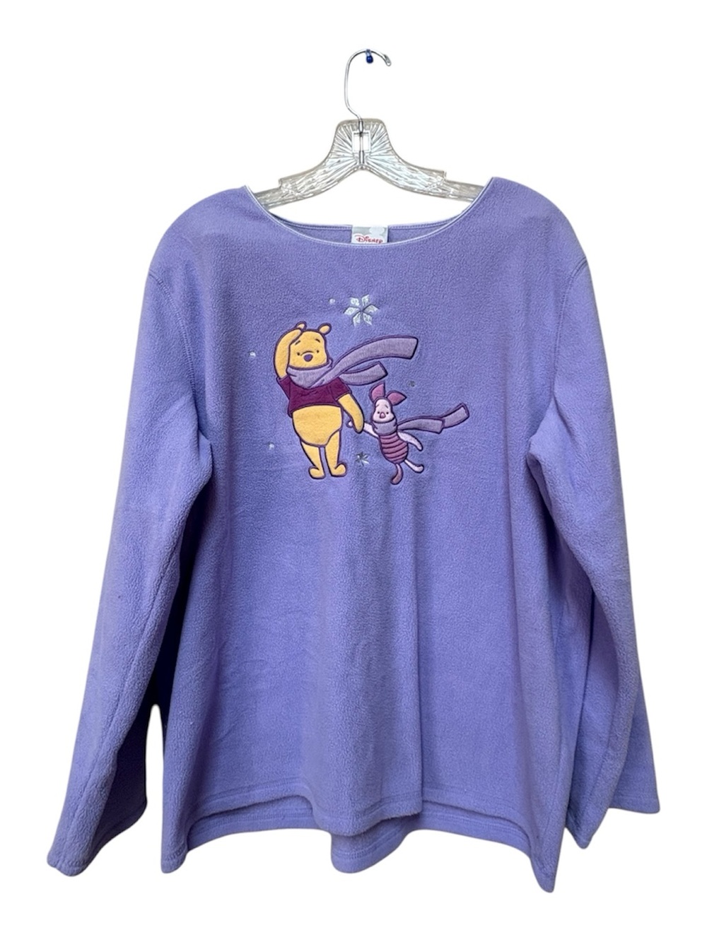Vintage Disney Store Pooh Piglet Lavender Fleece Pullover XL Y2K